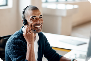 A friendly man answering a call 