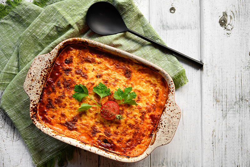 A bowl of lasagne
