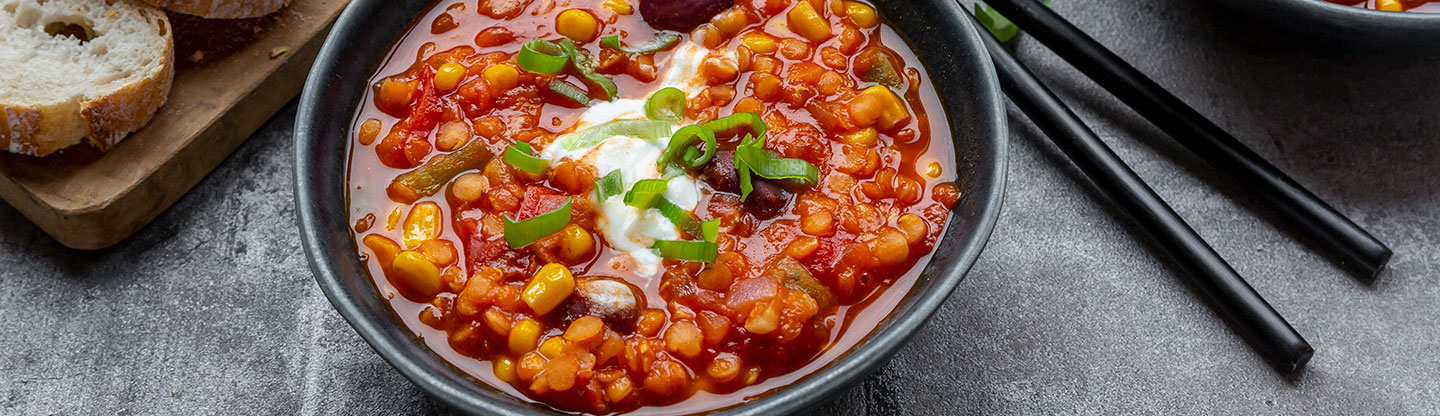 A bowl of healthy vegetarian bean stew