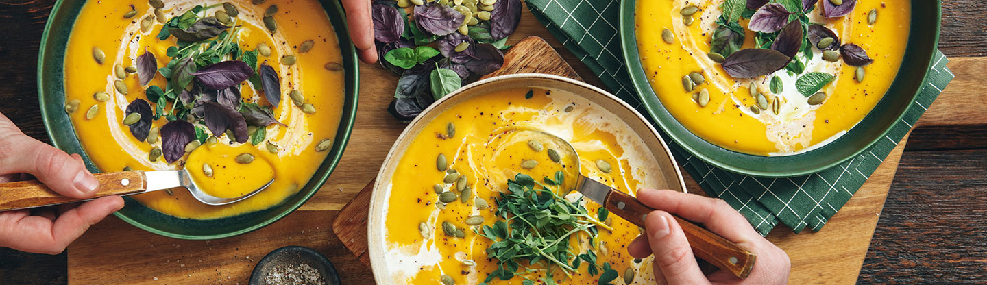 Bowls of healthy soup