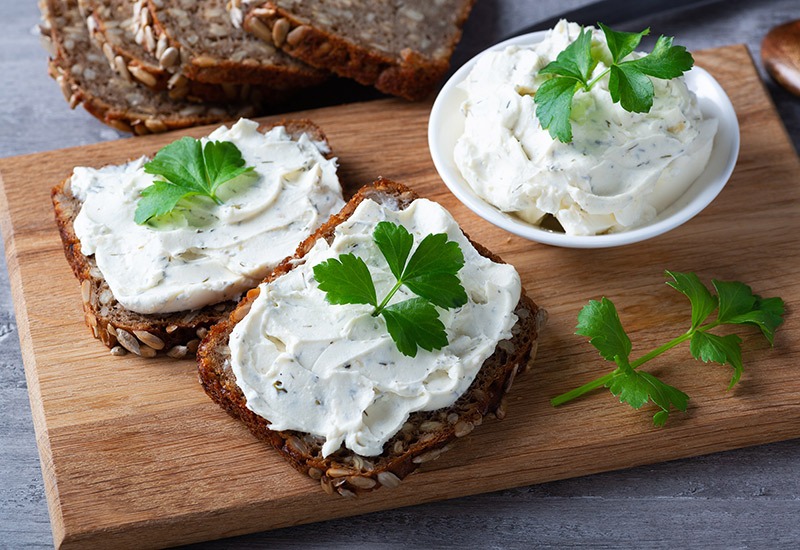 Cream cheese on granary bread