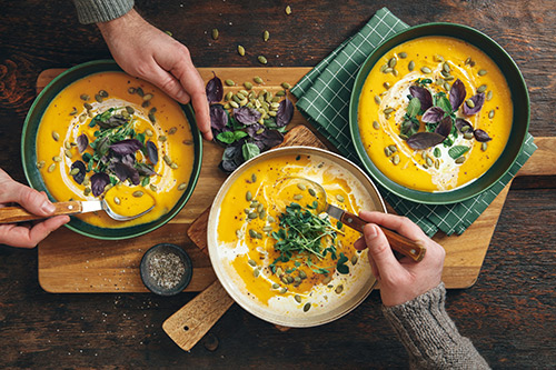 Bowls of fresh soup